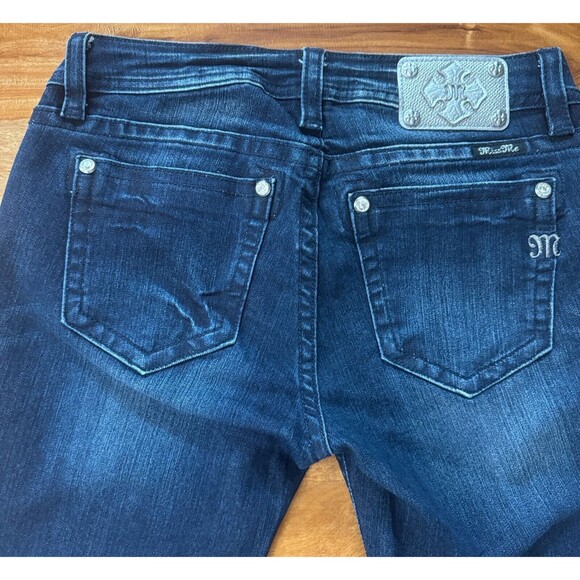 Miss Me MP724982 Pearl & Rhinestone Front Pocket Dark Wash Bootcut Jeans. - Picture 16 of 16